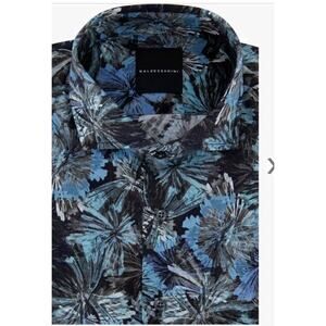 Baldessarini Henry Blue Floral Pattern Sport Shirt Long Sleeve Cotton M 40
